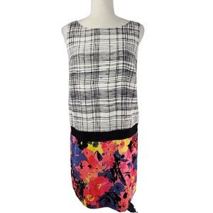 Ann Taylor Loft Floral Dress Womens Size 8 Plaid Sheath Mixed Pattern